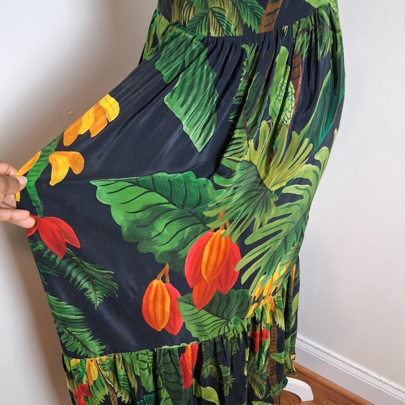 Farm Rio Cocoa Forest Maxi Dress Size Large NWT - Picture 4 of 13